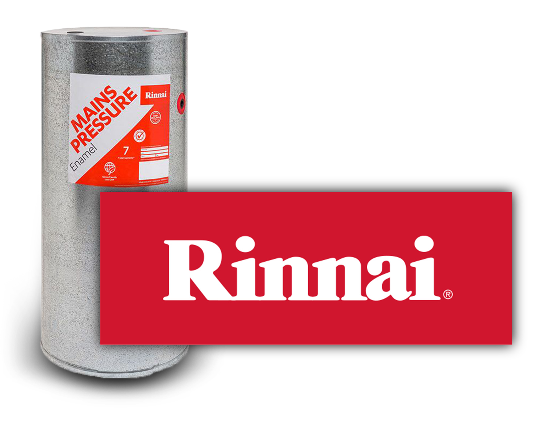 Rinnai Hot Water Cylinder with logo